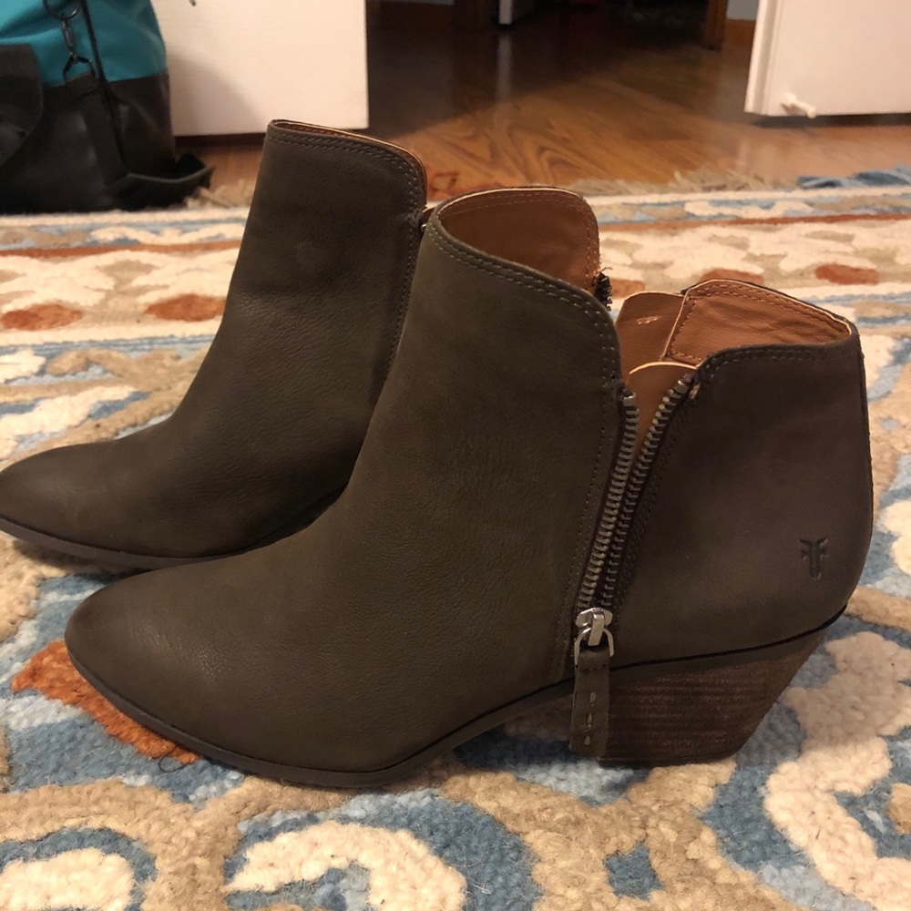 Frye double zipper booties